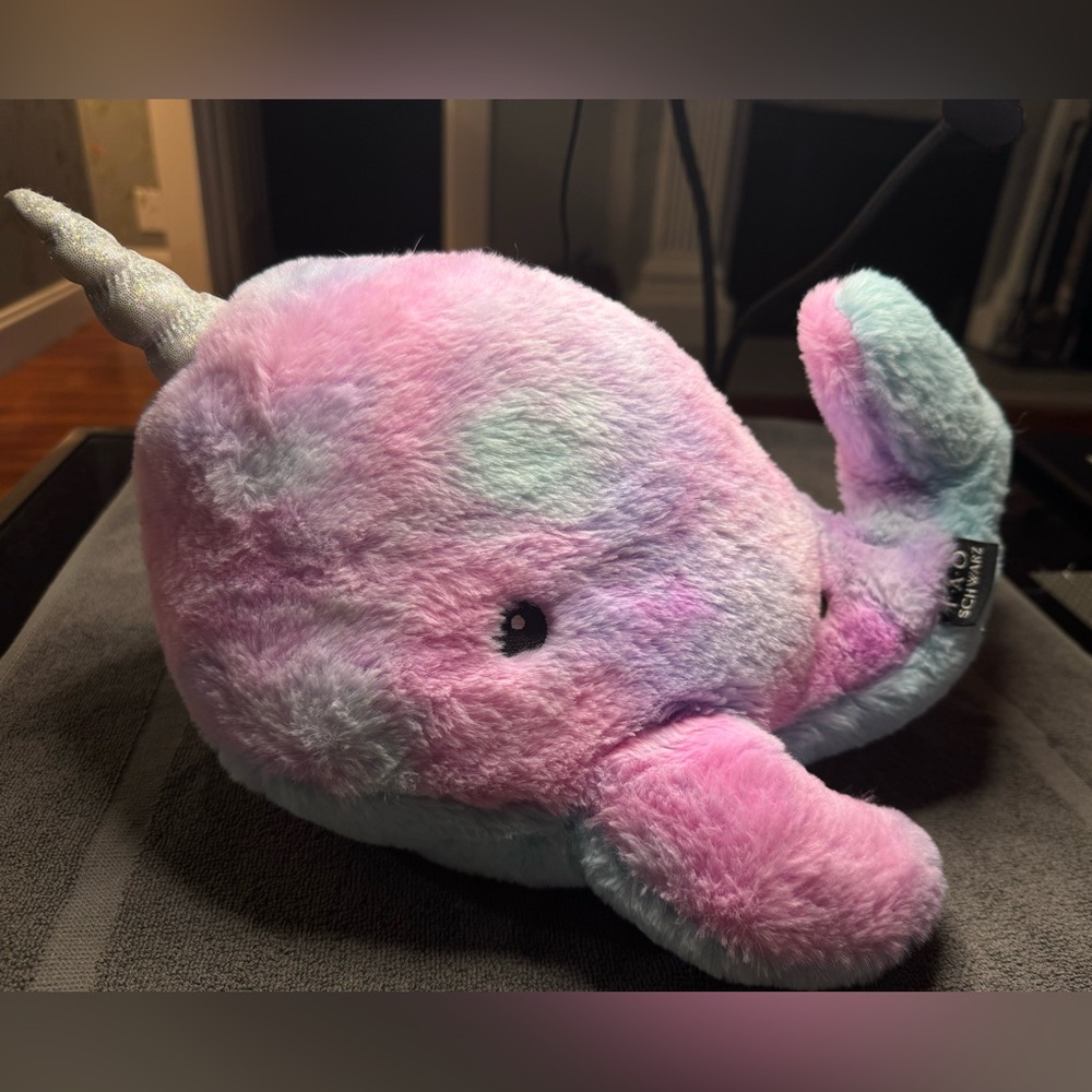 FAO Schwarz Glow Brights Toy Plush Narwhal Plush Toy No Sound No Light